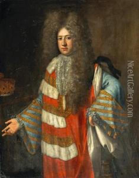 A Portrait Of Roger Boyle, 2nd Earl Of Orrery,standing Three-quarter Length Oil Painting - Garret Morphy