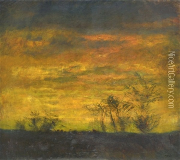 Homewards In Gloaming Oil Painting - Laszlo Mednyanszky