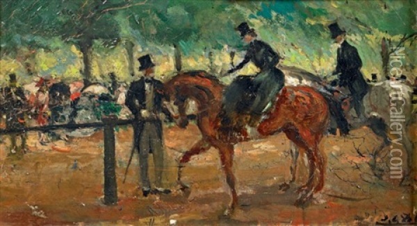 Cavaliers Au Bois Oil Painting - Jacques-Emile Blanche