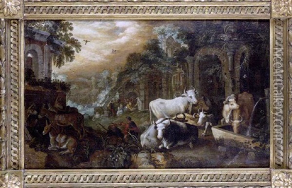 Scene Pastorale Dans Des Ruines Romaines Oil Painting - Roelandt Savery