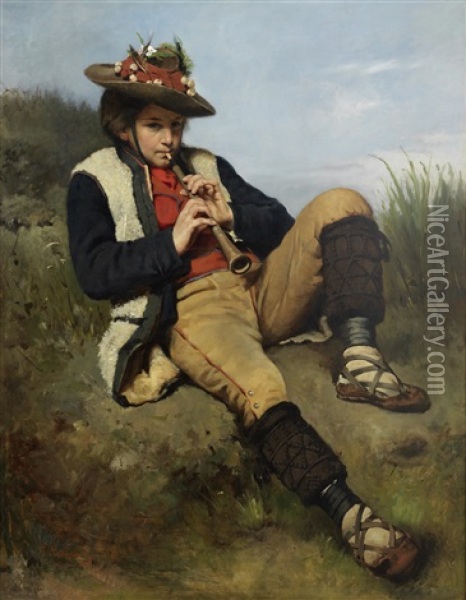 The Shepherd Boy Oil Painting - Tadeusz Ajdukiewicz