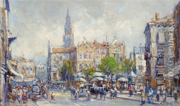 The Bustle Of The City Oil Painting - Arthur Vidal Diehl