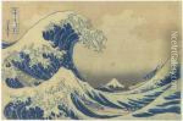 Kanagawa Oki Nami Ura Oil Painting - Katsushika Hokusai