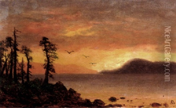 Alaska Sunset Oil Painting - Albert Bierstadt