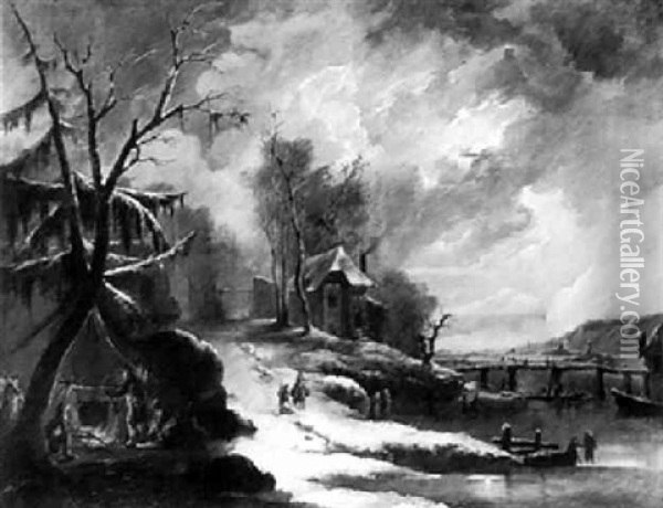 A Winter Landscape Oil Painting - Francesco Foschi