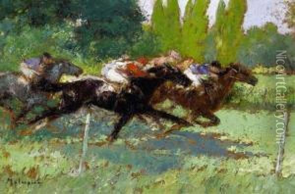 La Course Oil Painting - Louis-Ferdinand Malespina