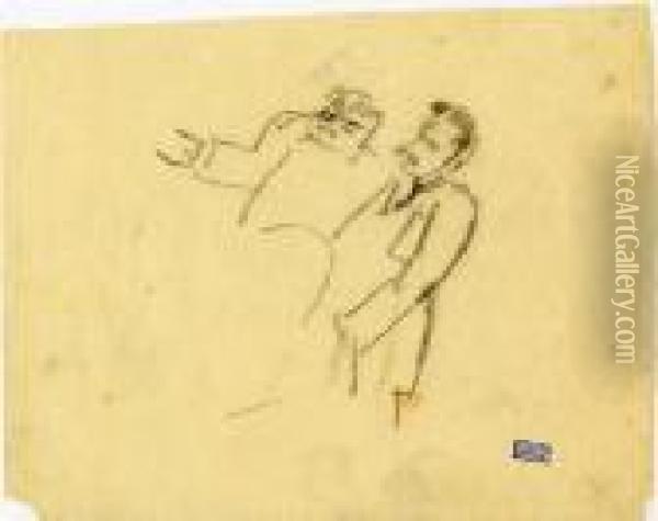 Deux Hommes Discutant Oil Painting - Jules Pascin