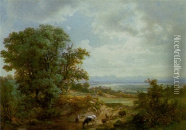 Landschaft Am Starnberger See Oil Painting - Bernhard Muehlig