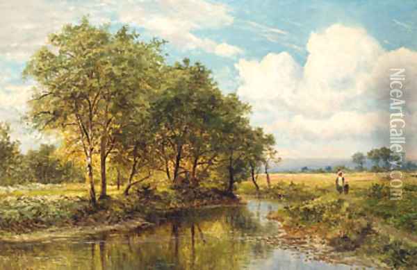 A Tranquil Stretch Of The River Oil Painting - Henry Walton