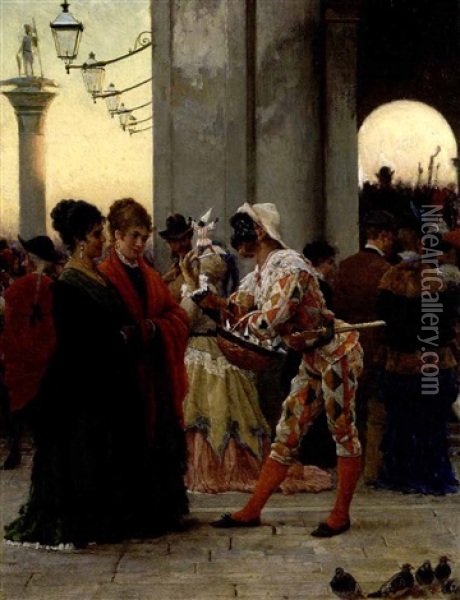 Karnevalszene Aus Venedig Oil Painting - Eugen von Blaas