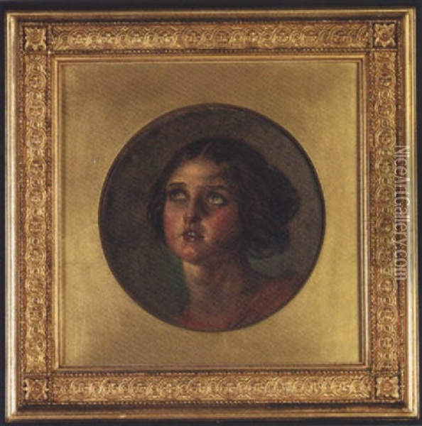 Study Of A Young Girl's Head Oil Painting - Sir Joseph Noel Paton