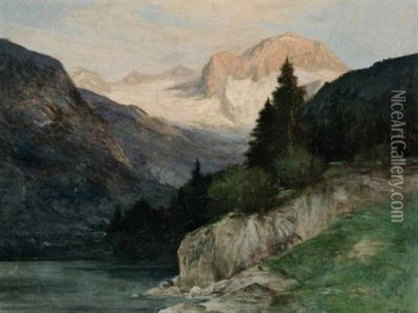 Gebirgslandschaft Oil Painting - Franz Erler