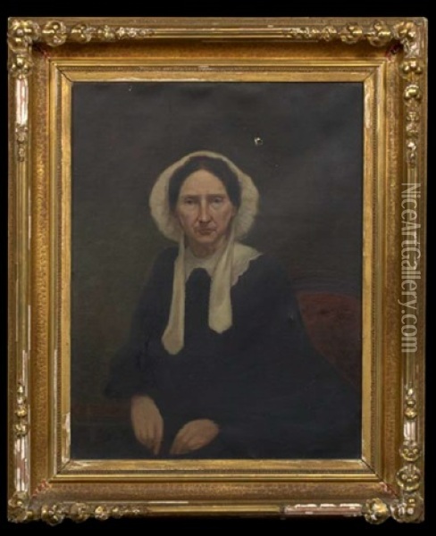 Portrait Of An Old Woman Wearing A Black Dress Oil Painting - Frank C. Penfold