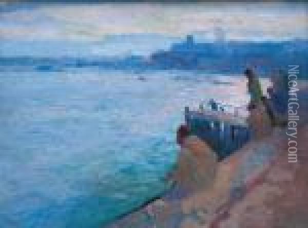 Rabat, Animation Sur Le Quai Oil Painting - Elie Anatole Pavil