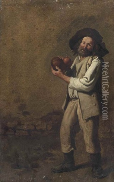 A Beggar Holding A Gourd Oil Painting - Pieter Jacobsz. van Laer