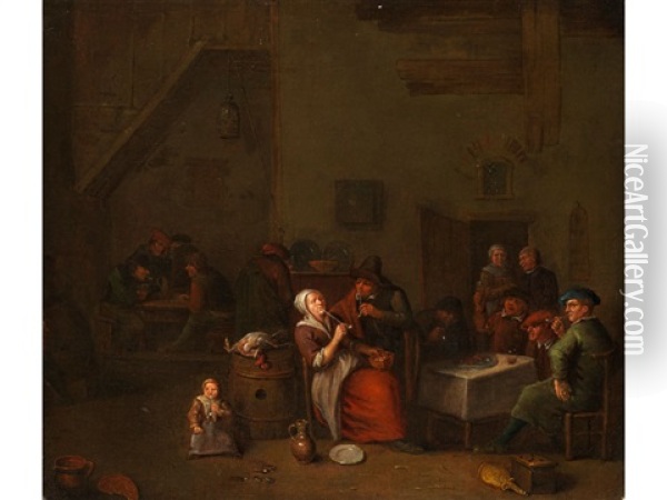 Wirtshausszene Oil Painting - Egbert van Heemskerck the Elder