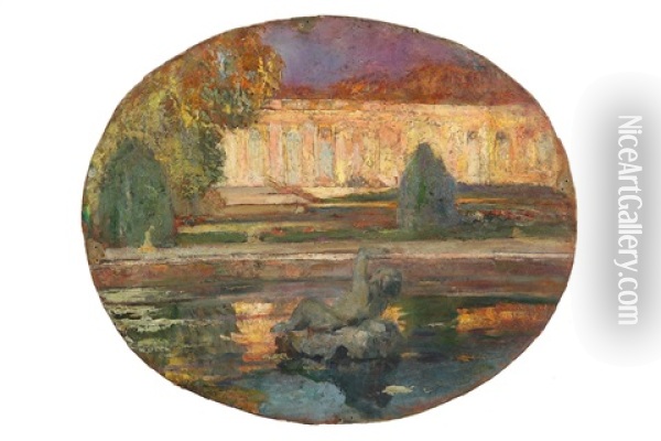 A French Garden Oil Painting - Pierre Amedee Marcel-Beronneau