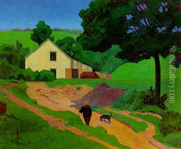 An Outhouse, Devon Oil Painting - Robert Polhill Bevan