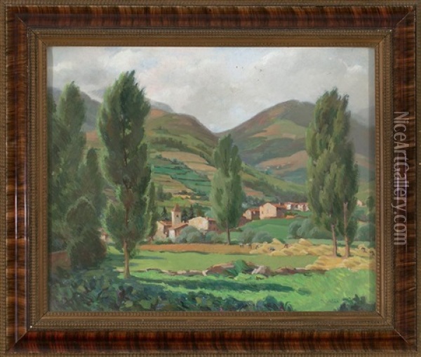 Pueblo De Los Pirineos Oil Painting - Darius Vilas