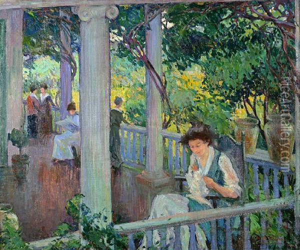 The Park Bench Oil Painting - Mary Bradish Titcomb