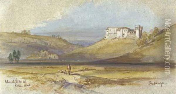 Crescenza, Rome Oil Painting - Edward Lear