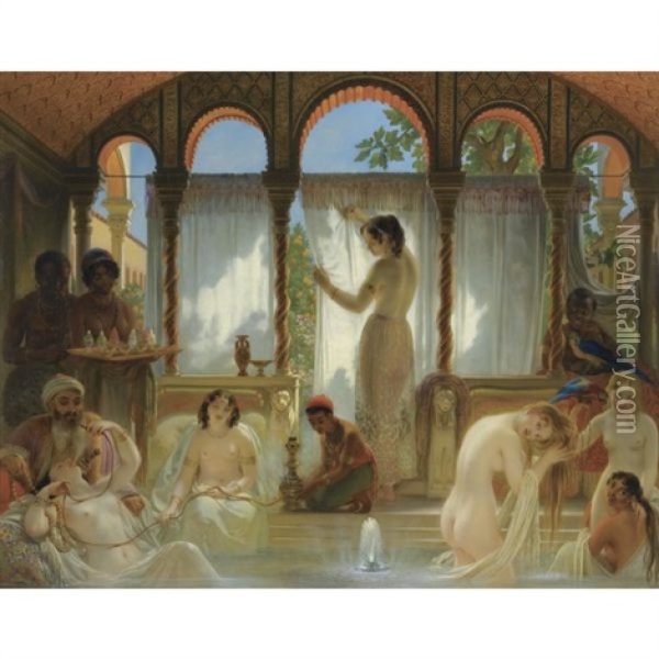 The Harem Bath Oil Painting - Philippe-Jacques van Bree
