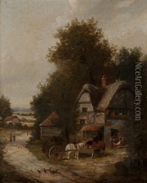 At The Village Inn Near Worcester Oil Painting - William Frederick Witherington