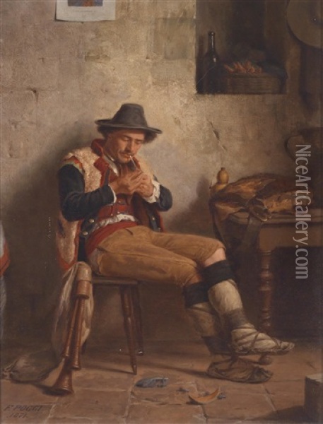 Kurze Pause Des Piffero Oil Painting - Francois Poggi