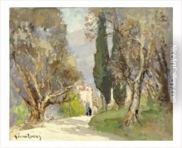 La Route De Contes (alpes Maritimes) Oil Painting - Louis Marie Desire-Lucas