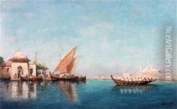 Istanbul Oil Painting - Henri Malfroy-Savigny
