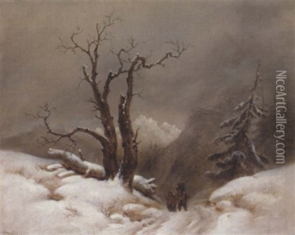 Bauersleute In Einer Winterlandschaft Oil Painting - Franz Alt