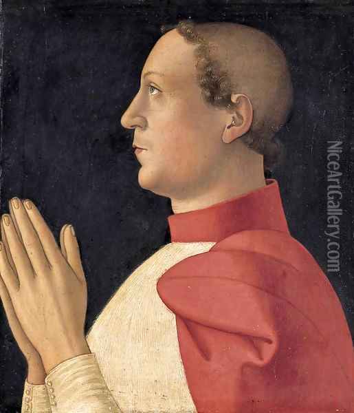 Profile Portrait of Cardinal Philippe de Levis Oil Painting - Antoniazzo Romano