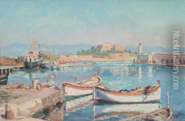 Le Port D'antibes Oil Painting - Louis Kieffer