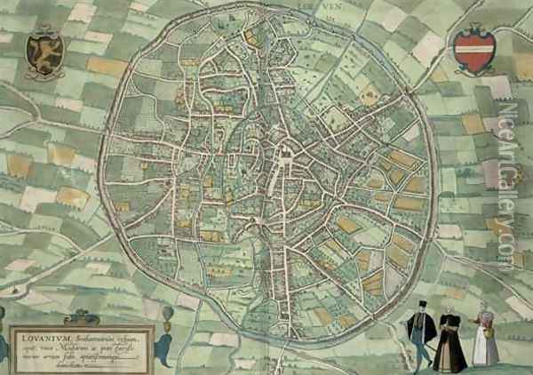 Map of Louvain from Civitates Orbis Terrarum Oil Painting - Joris Hoefnagel