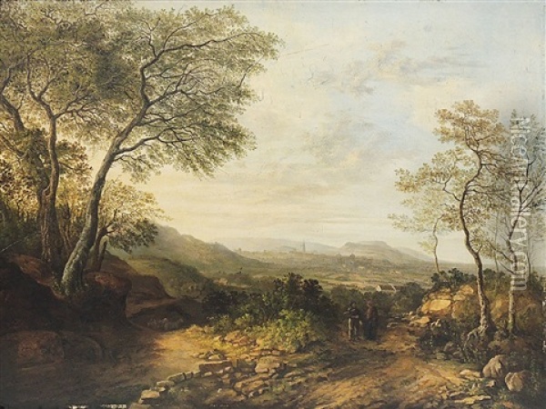 Weiter Landschaftsausblick Auf Freiburg Im Breisgau Oil Painting - Christian Philipp Koester