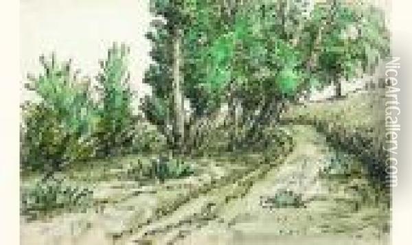 Chemin De Campagne Avec Bosquet D'arbres Oil Painting - Jean-Francois Millet