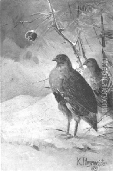 Zwei Vogel Im Schnee Oil Painting - Karl Hagemeister