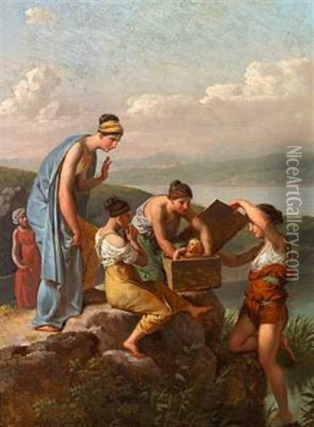 Moses Findes Af Faraos Datter Oil Painting - Christoffer Wilhelm Eckersberg