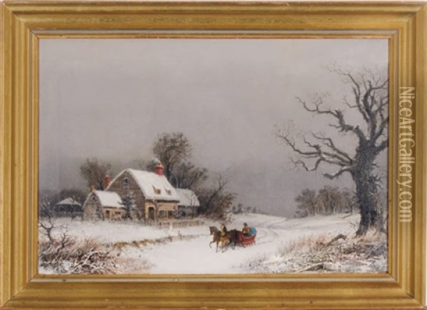 A Wintery Day Oil Painting - William van de Bonfield