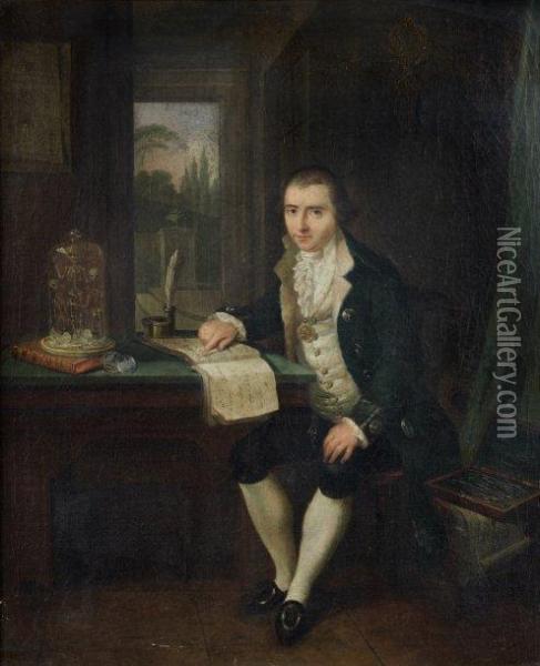 Portrait D'un Chirurgien Consultant Le Journal De Son Confrere Oil Painting - Giovanni Battista Dell'Era