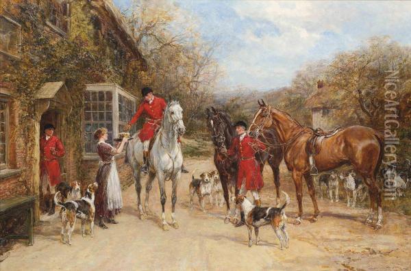 A Drink Before The Hunt Oil Painting - Heywood Hardy