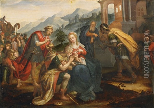 Anbetung Der Konige Oil Painting - Frans Floris the Elder