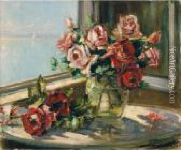 Roses Oil Painting - Georges Lapchine
