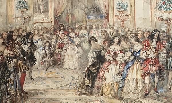 The Stuart Ball, Buckingham Palace, 13th June 1851 Oil Painting - Eugene Louis Lami