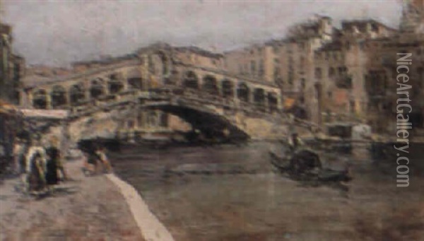 A View Of The Rialto, Venice Oil Painting - Leonardo Bazzaro