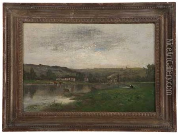 L'abreuvoir Oil Painting - Charles Francois Daubigny