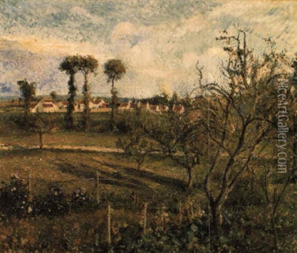 Soleil Couchant Au Valhermeil, Pres De Pontoise Oil Painting - Camille Pissarro