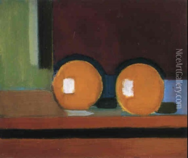 Opstilling Med To Oranger Oil Painting - Vilhelm Lundstrom