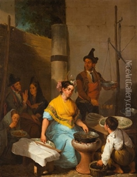 La Rosquillera Oil Painting - Joaquin Dominguez Becquer