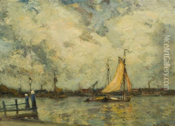Quiet Harbour Oil Painting - James Campbell Noble